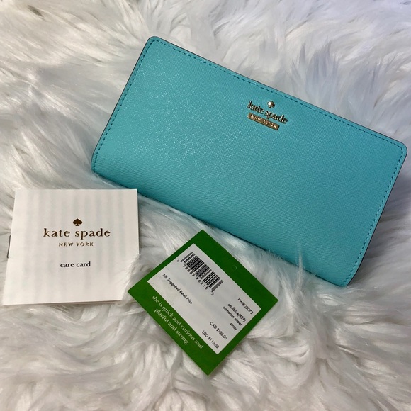 NWT♠️ Kate Spade Atoll Blue Cameron Stacy Wallet - Picture 7 of 7
